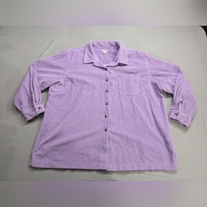 L.L. Bean Corduroy Button Up Shirt Shacket Womens Plus Size 3X Purple Relaxed